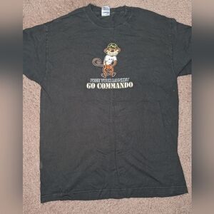 Vintage, olive green, short sleeve," Free your monkey, go commando" tee- men's L